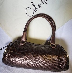 Cole Haan Genevieve Woven Leather Barrel Bag